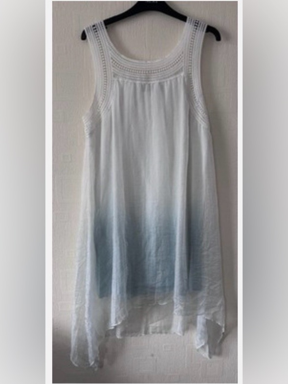 Nostalgia White to Blue Ombre Sleeveless Tunic Dress